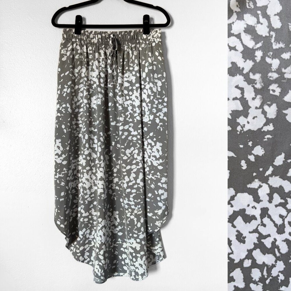 Simply Vera Wang Hi-Low Abstract Print Midi Skirt Pockets Gray White Size Medium